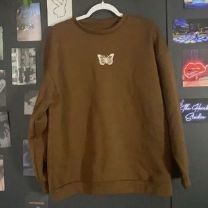 Drop shoulder butterfly pullover sweatshirt